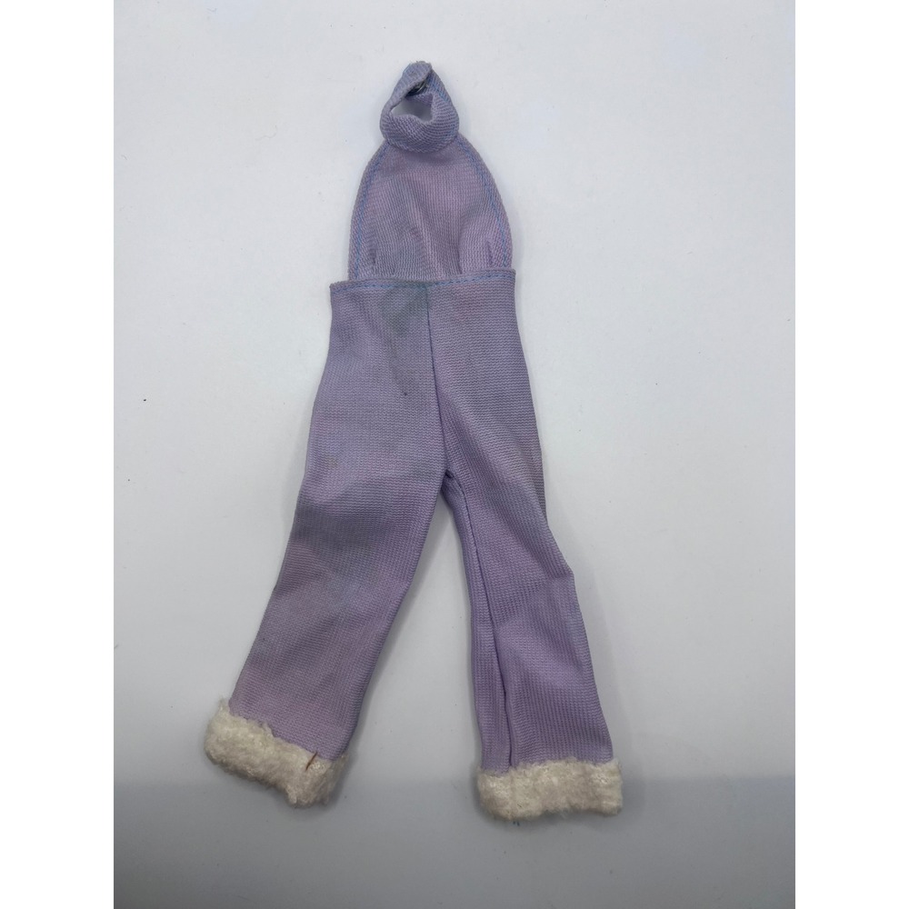 Vintage Lilac Purple‎ Fur Lined Halter One Piece Barbie Doll Outfit W Snaps EUC